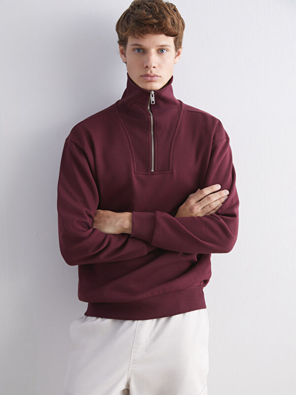 XSIDE Fermuarlı Dik Yaka Erkek Kalın Sweatshirt