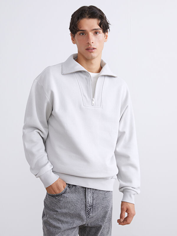 XSIDE Fermuarlı Dik Yaka Erkek Kalın Sweatshirt