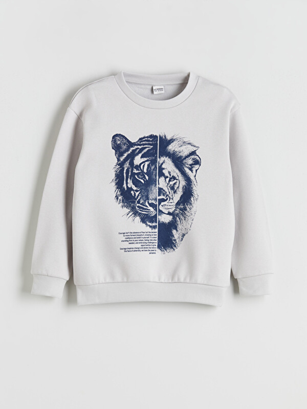 LCW Kids Erkek Çocuk Aslan ve Kaplan Baskılı Sweatshirt