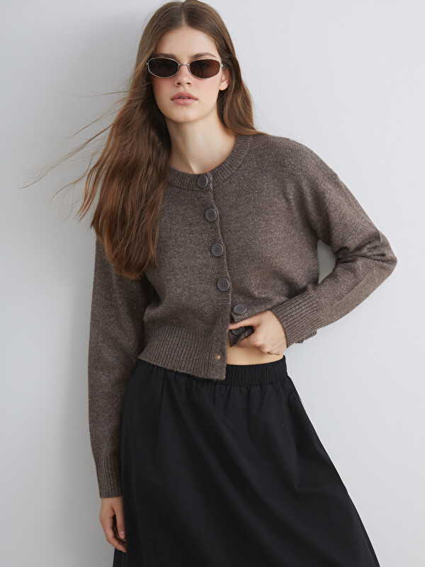 XSIDE Cardigan en Tricot à Col Rond pour Femmes