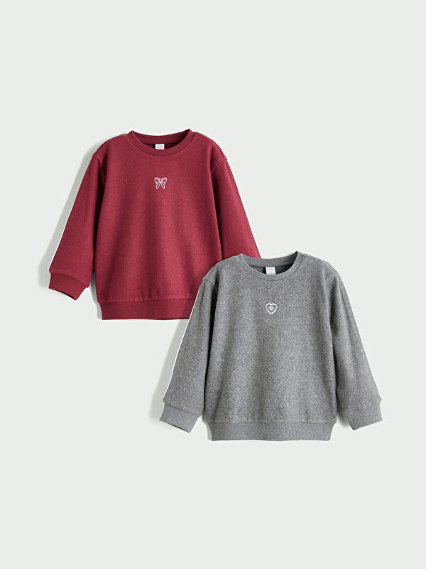 LCW Kids Bisiklet Yaka Kız Çocuk Sweatshirt 2'li
