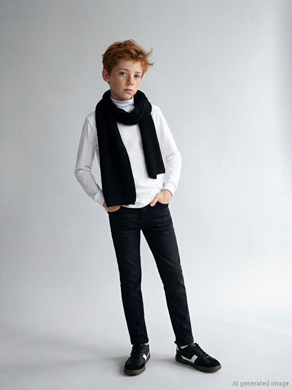 LCW Kids Beli Lastikli Polar Astarlı Erkek Çocuk Jean Pantolon