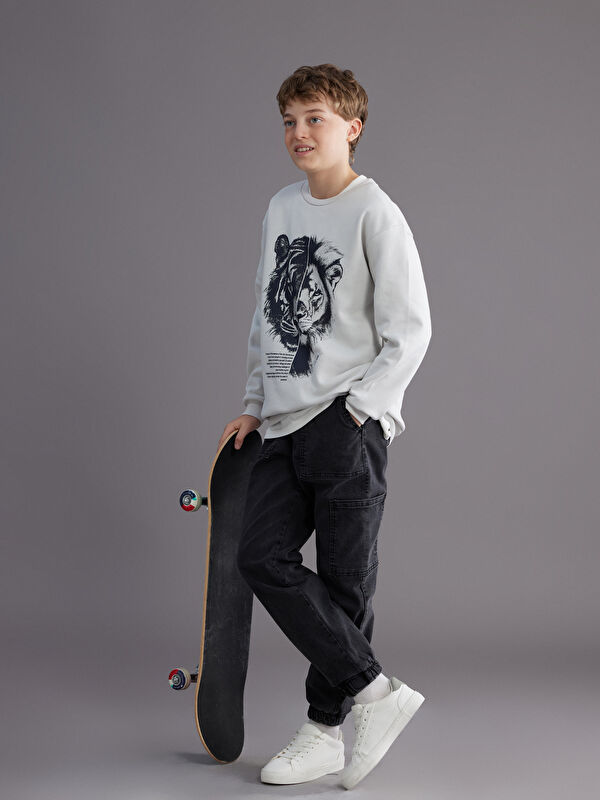 LCW Kids Beli Lastikli Erkek Çocuk Polar Astarlı Jean Pantolon