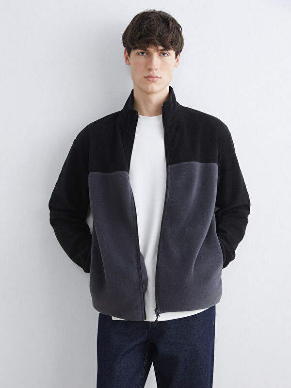 XSIDE Dik Yaka Polar Erkek Fermuarlı Sweatshirt