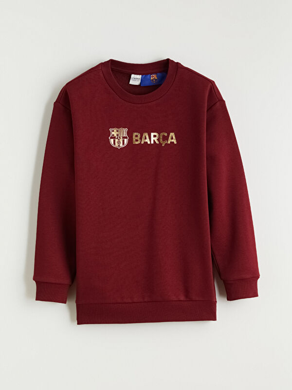LCW Kids Barcelona Baskılı Erkek Çocuk Kalın Sweatshirt