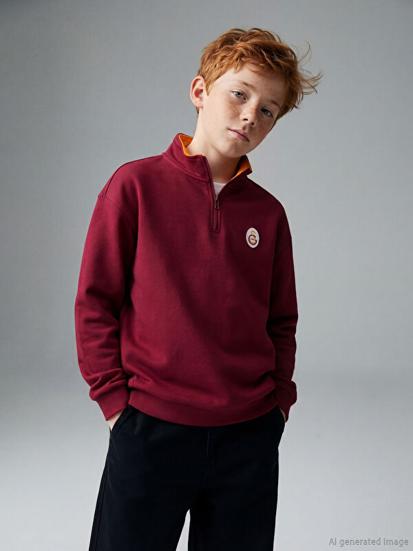 LCW Kids Dik Yaka Galatasaray Baskılı Erkek Çocuk Sweatshirt