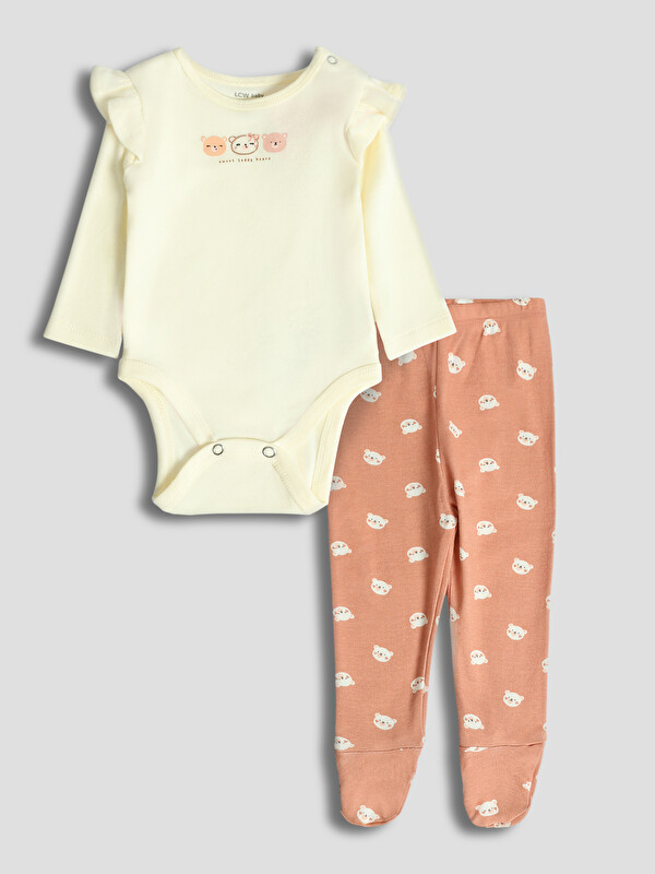 LCW baby Body à Pressions à Volants pour Bébé Filles et Pantalon à Pieds