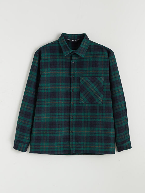 XSIDE Regular Fit Plaid Wool Blend Men's Flannel Shirt