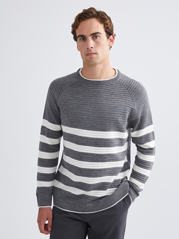 LCW Vision Crew Neck Striped Men's Sweater
