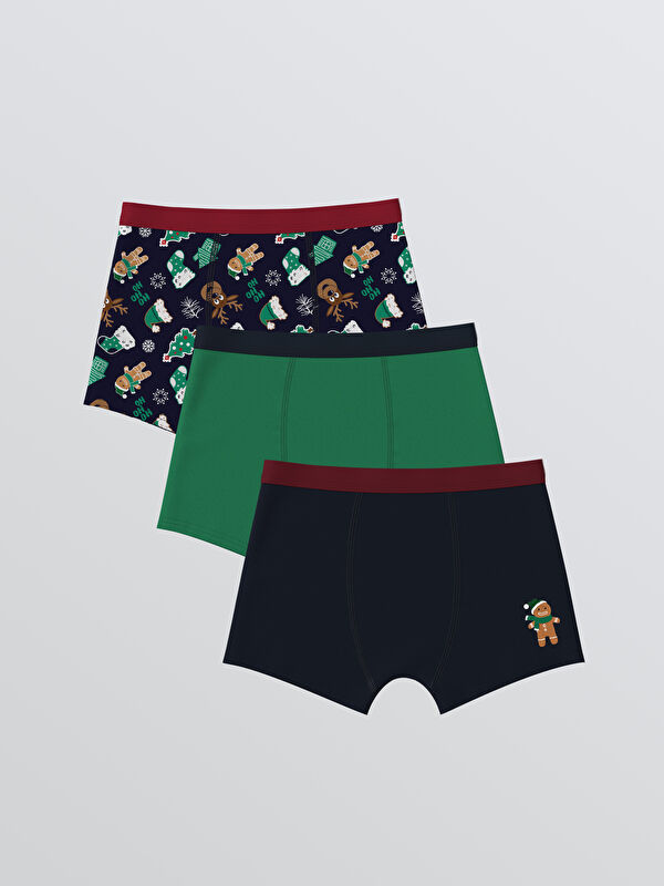 LCW Kids Yılbaşı Temalı Erkek Çocuk Boxer 3'lü
