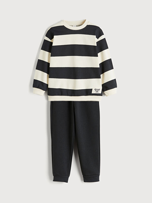 LCW Kids Erkek Çocuk Çizgili Sweatshirt ve Jogger Eşofman Alt