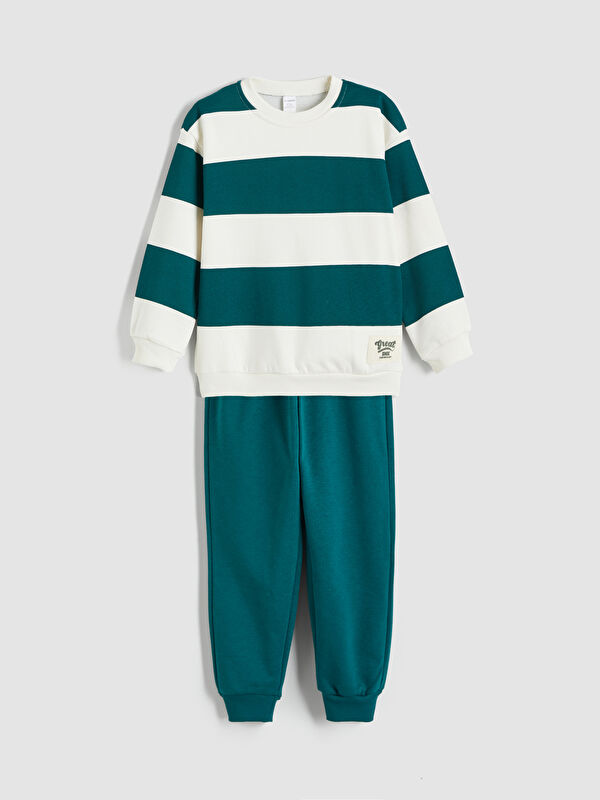 LCW Kids Erkek Çocuk Çizgili Sweatshirt ve Jogger Eşofman Alt