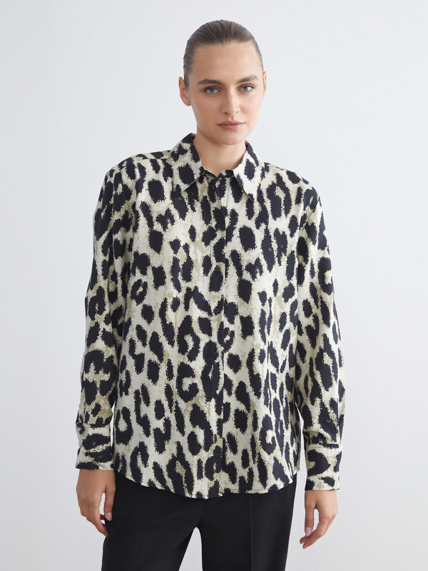 LCWAIKIKI Classic Chemise pour Femmes à Imprimé Léopard