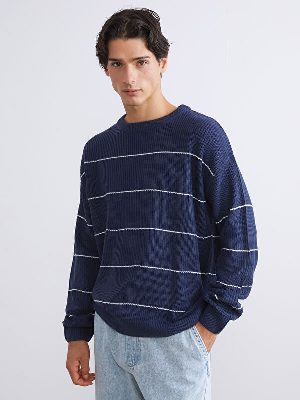XSIDE Crew Neck Striped Men's Knitwear Sweater