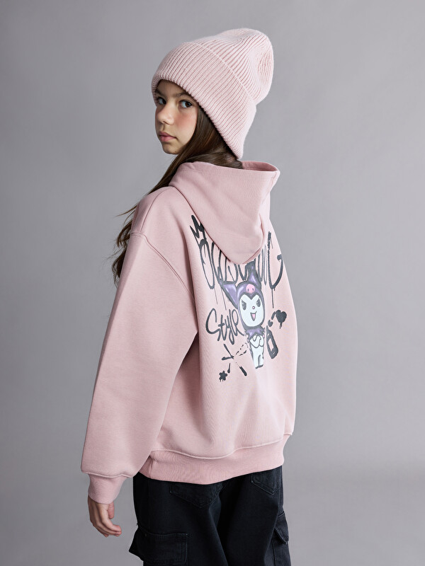 LCW Kids Hooded Kuromi Printed Girls' Sweatshirt