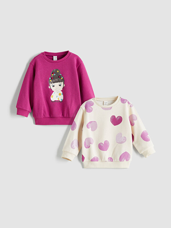 LCW Kids Crew Neck Girls' Sweatshirt 2 Pack