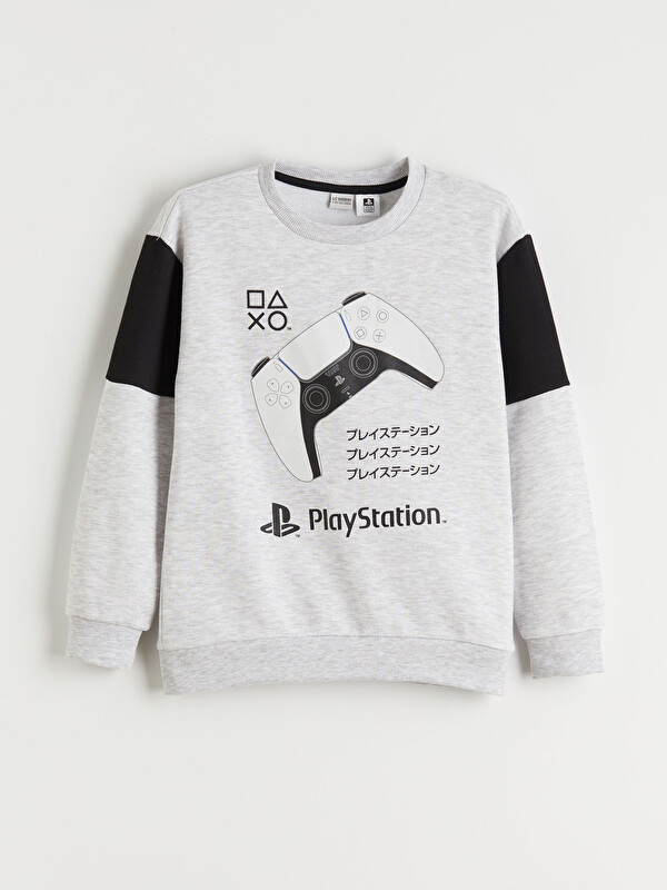 LCW Kids Bisiklet Yaka PlayStation Baskılı Erkek Çocuk Sweatshirt
