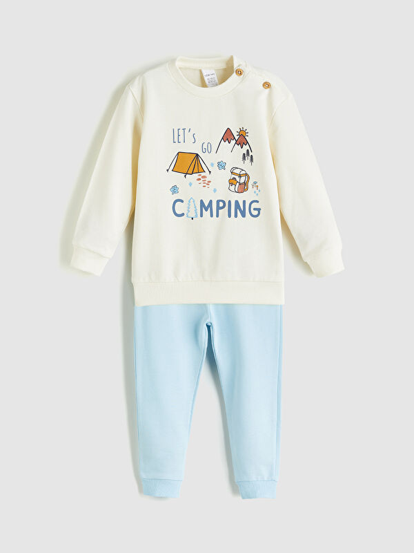 LCW ECO Bisiklet Yaka Baskılı Erkek Bebek Sweatshirt ve Eşofman Alt 2'li