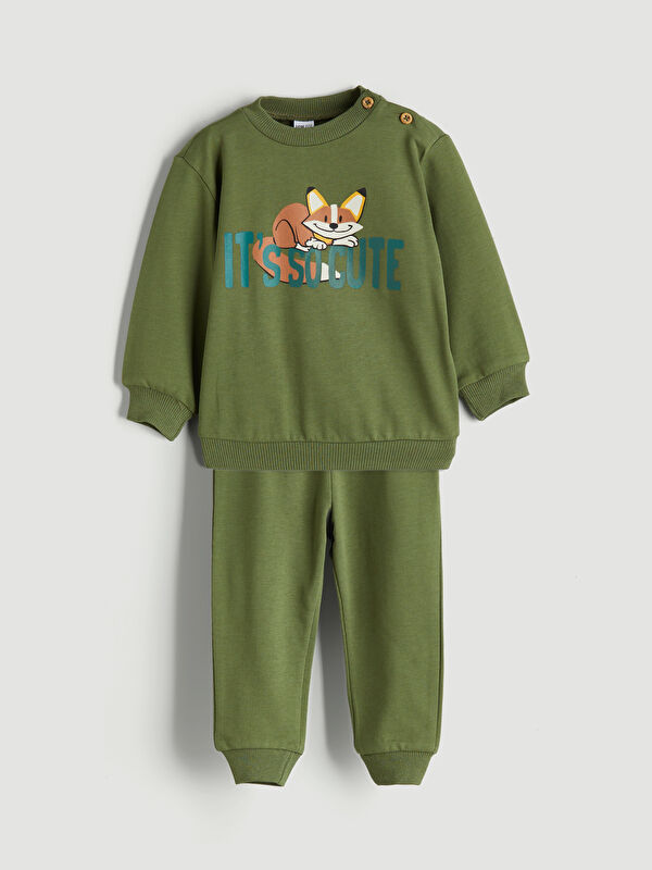 LCW ECO Baskılı Erkek Bebek Sweatshirt ve Eşofman Alt 2'li