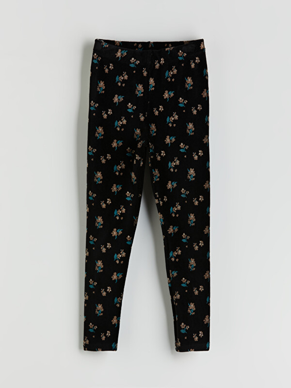 LCW ECO Leggings en Velours Floral pour Filles à Taille Élastiquée