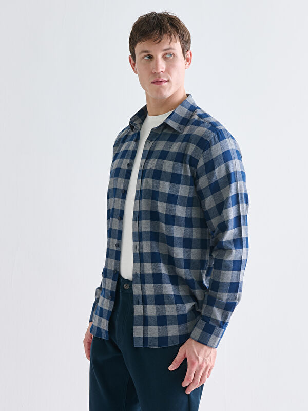 LCWAIKIKI Classic Regular Fit Ekose Gabardin Erkek Gömlek