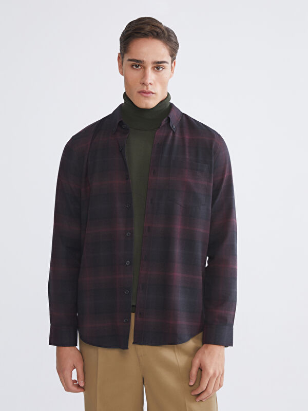 LCWAIKIKI Classic Regular Fit Uzun Kollu Ekose Gabardin Erkek Gömlek