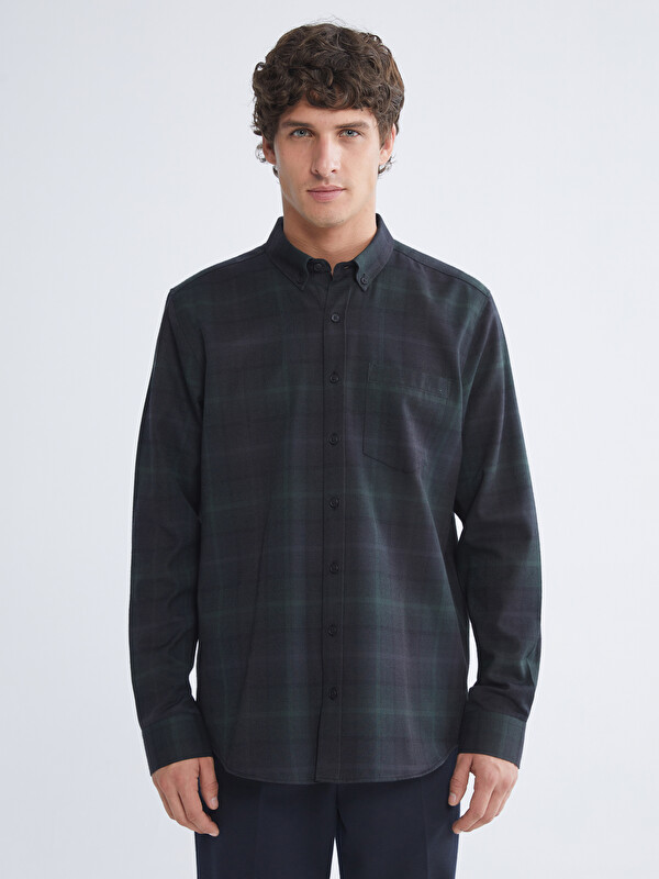 LCWAIKIKI Classic Regular Fit Uzun Kollu Ekose Gabardin Erkek Gömlek