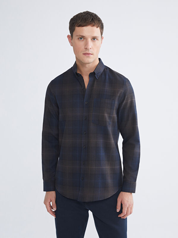 LCWAIKIKI Classic Regular Fit Uzun Kollu Ekose Gabardin Erkek Gömlek