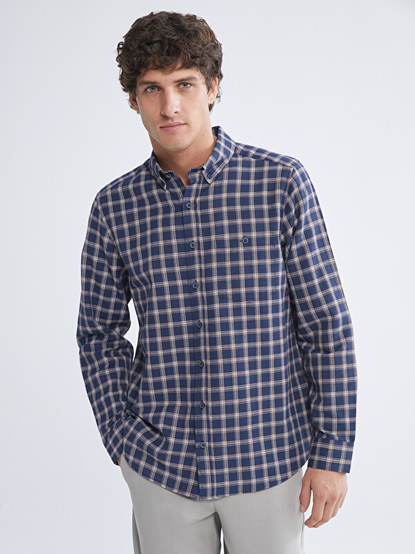 LCWAIKIKI Classic Regular Fit Uzun Kollu Ekose Erkek Gömlek