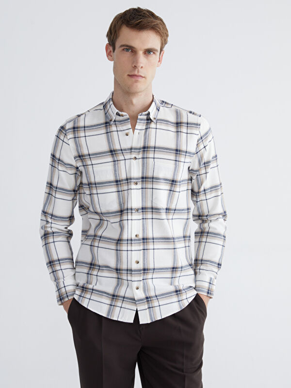 LCWAIKIKI Classic Regular Fit Uzun Kollu Ekose Gabardin Erkek Gömlek