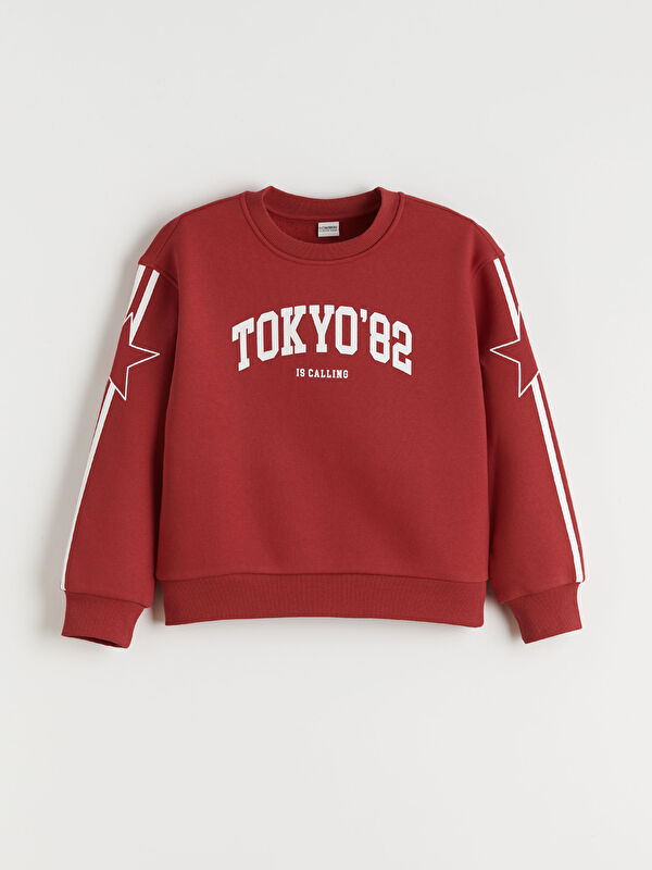LCW Kids Bisiklet Yaka Tokyo Baskılı Kız Çocuk Sweatshirt
