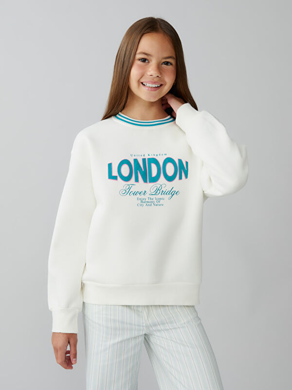 LCW Kids London Printed Girls' Thick Sweatshirt