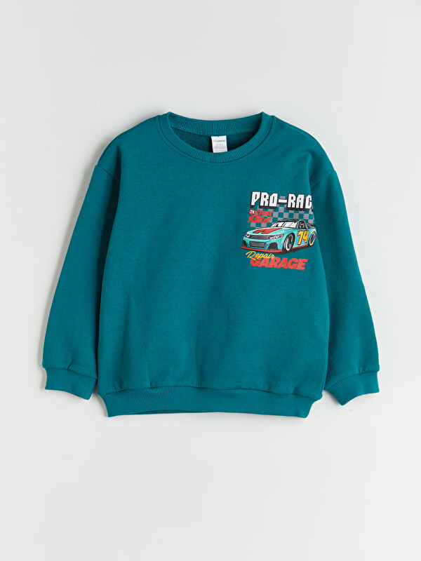 LCW Kids Bisiklet Yaka Baskılı Erkek Çocuk Sweatshirt