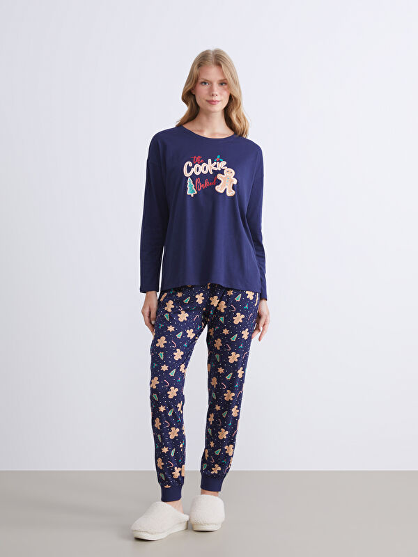 LCW DREAM Kurabiye Adam Baskılı Kadın Pijama Takımı