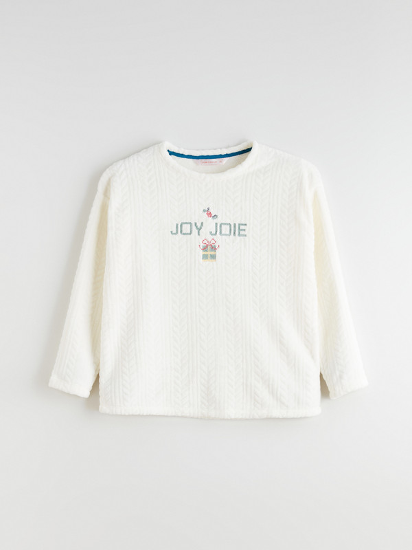 LCW DREAM Nakışlı Pelüş Kadın Pijama Üst