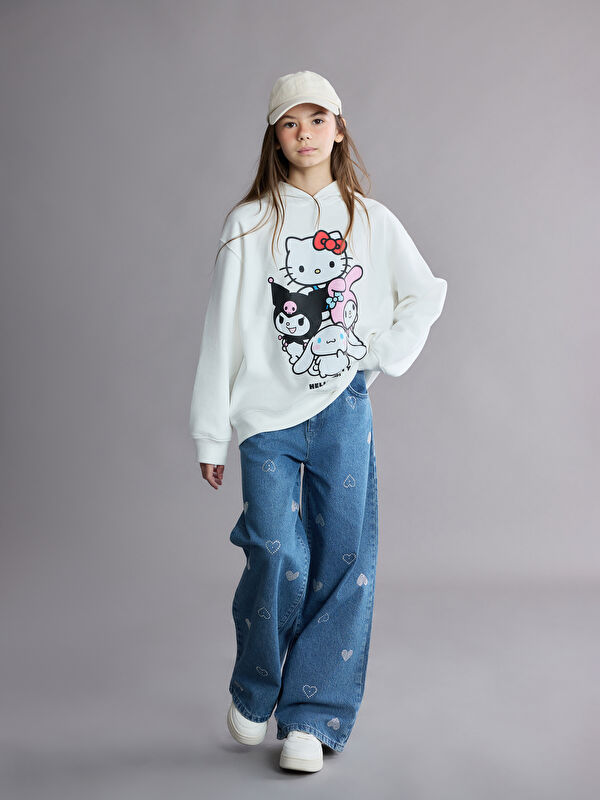 LCW Kids Wideleg Taşlı Kız Çocuk Jean Pantolon