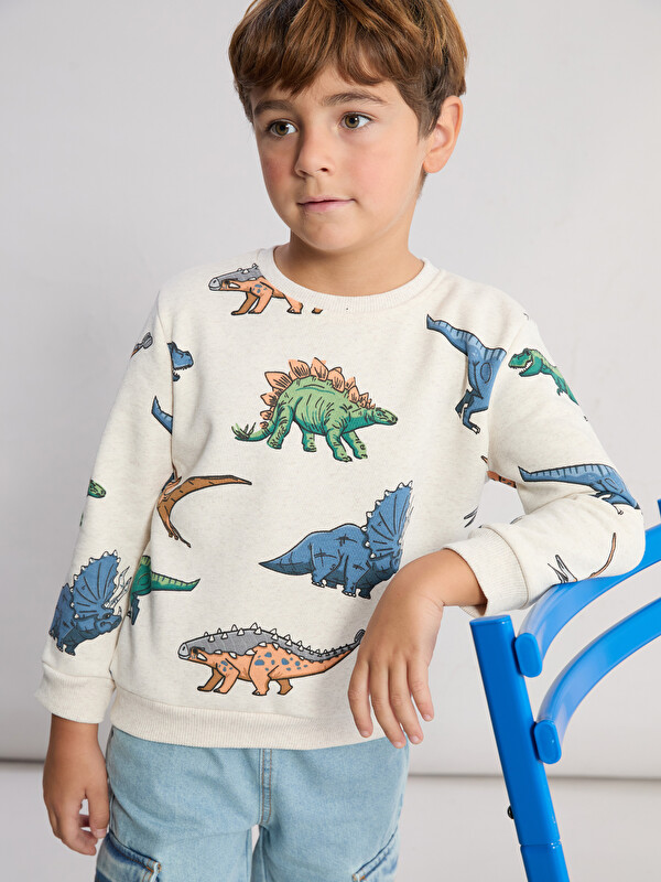 LCW Kids Hanorac Gros Imprimat cu Dinozaur pentru Băieți