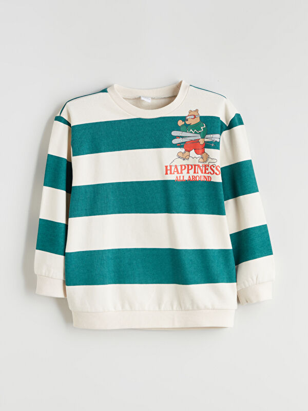 LCW Kids Çizgili Erkek Çocuk Kalın Sweatshirt
