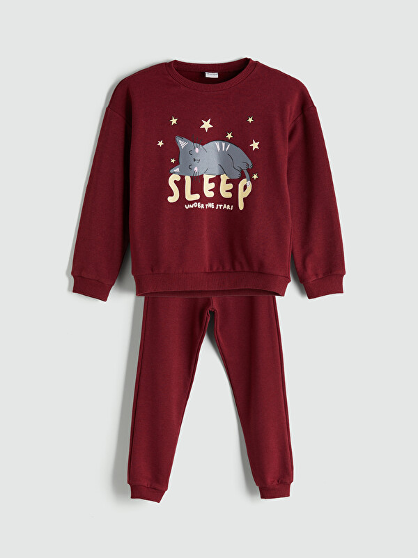 LCW ECO Bisiklet Yaka Kız Çocuk Pijama Takımı
