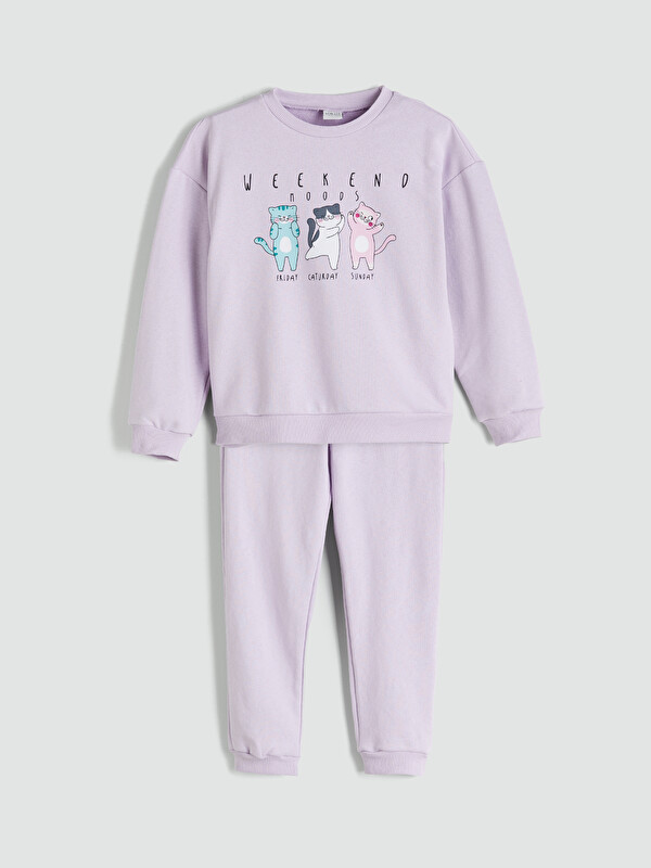 LCW ECO Bisiklet Yaka Kız Çocuk Pijama Takımı