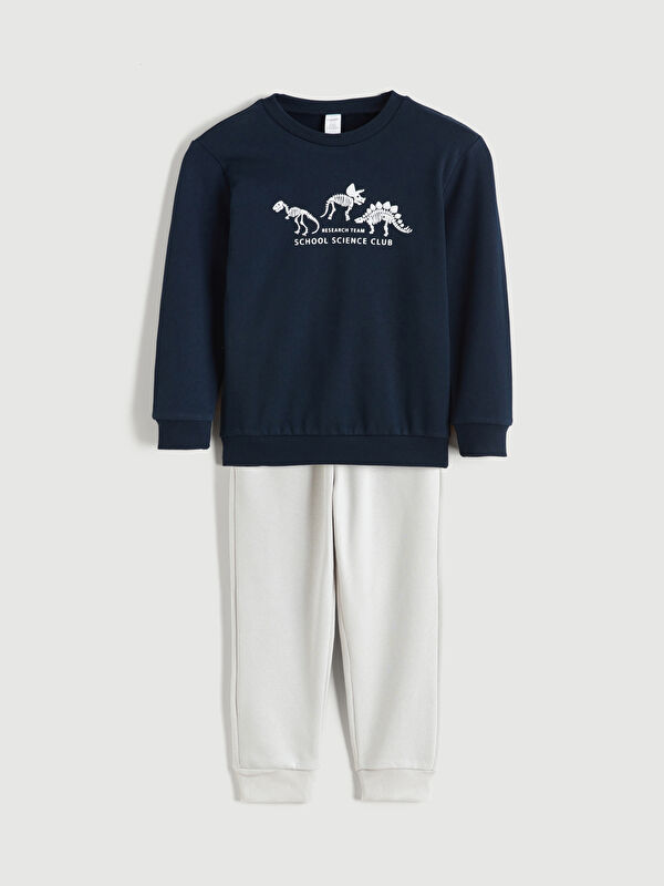 LCW Kids Dinozor Baskılı Erkek Çocuk Sweatshirt ve Eşofman Alt