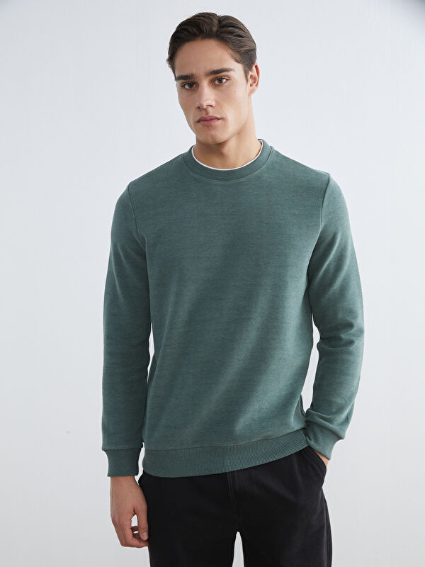 LCWAIKIKI Classic Bisiklet Yaka Erkek Sweatshirt