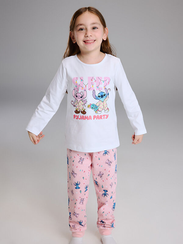 LCW Kids Lilo & Stitch Baskılı Kız Çocuk Pijama Takımı