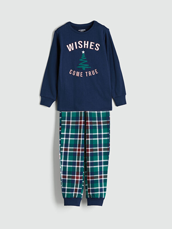 LCW Kids Crew Neck Printed Boys' Pyjama Set