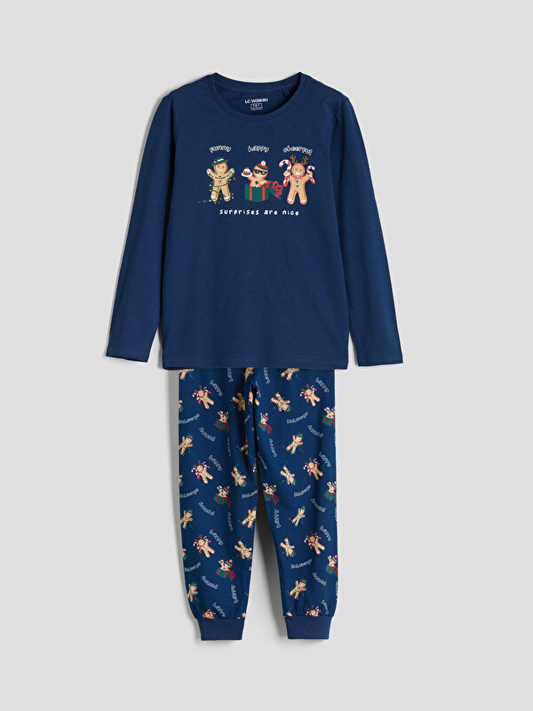 LCW Kids Crew Neck New Year Themed Boys' Pyjama Set