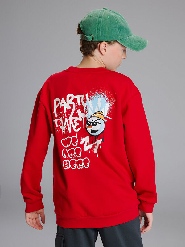 LCW Kids Yılbaşı Temalı Erkek Çocuk Kalın Sweatshirt