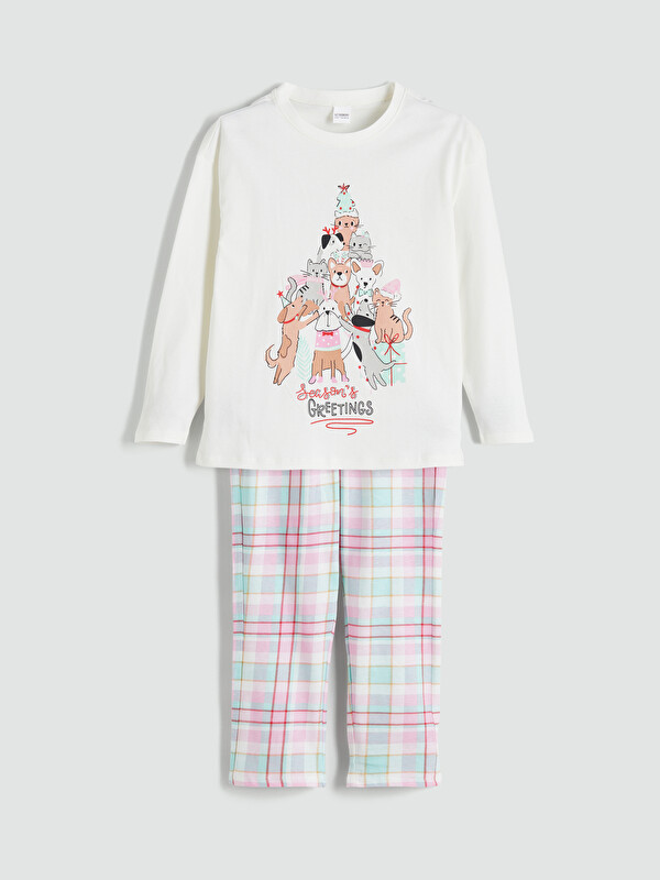 LCW Kids Crew Neck Girls' Pyjama Set