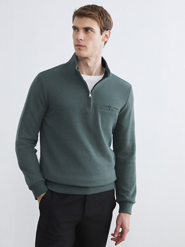 LC WAIKIKI Fermuarlı Dik Yaka Erkek Sweatshirt