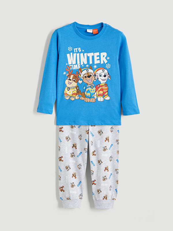LCW Kids Bisiklet Yaka Paw Patrol Baskılı Erkek Çocuk Pijama Takımı
