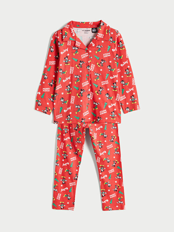 LCW Kids Пижамный комплект с отложным воротником и принтом Микки Маус для мальчиков